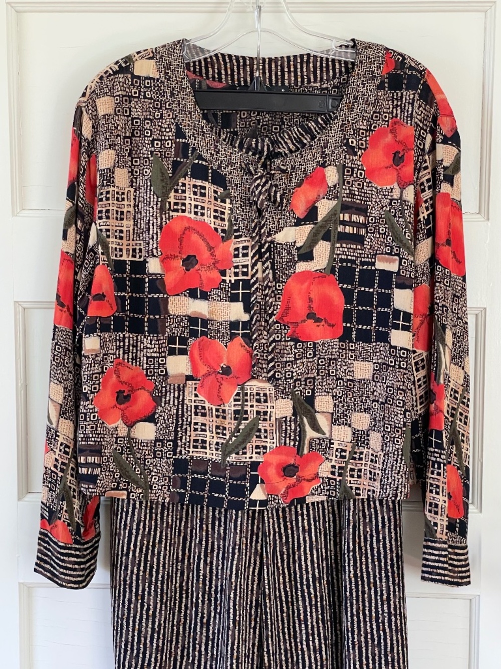 Vintage 80s Carole Little Floral Rayon Pant Suit Set | Size 8